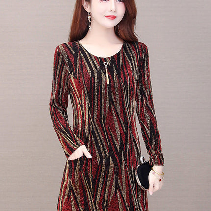 Lurex Mid-length Bottoming Shirt Plus Velvet Thick Plus Size Top