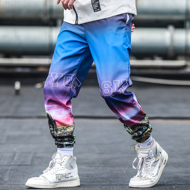 Fleece gradient sports pants