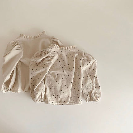 Folded Lace Collar Cotton Shirt Girl Baby