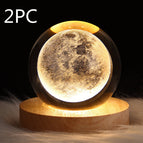Solid Wood Lamp Holder / Moon 6CM 2PC