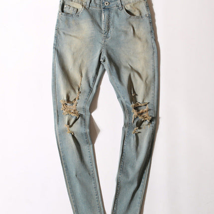 Street men's knee-skinned jeans