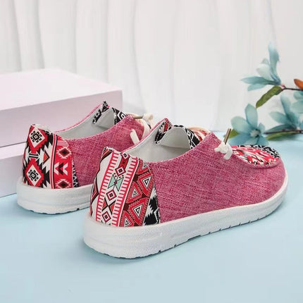 New Print Flats Shoes Summer Spring Casual Canvas Loafers For Women