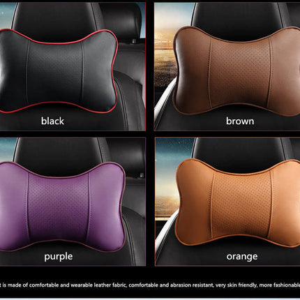 New Brand 2 Pieces 3D Artificial Leather Car Neck Pillows