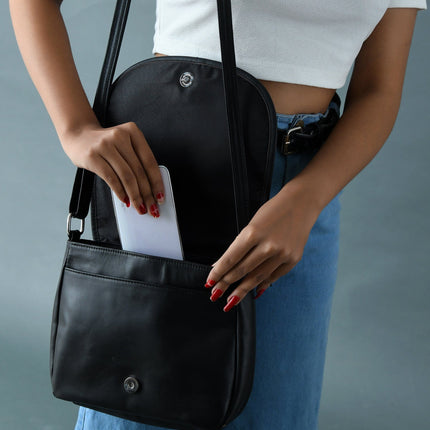 The Croco Satchel- Black