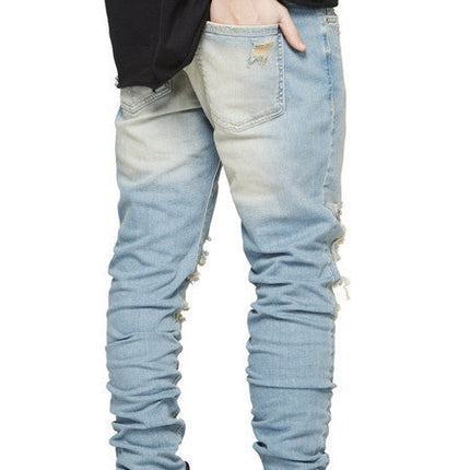 Street men's knee-skinned jeans