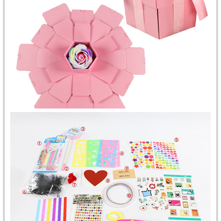 Surprise Explosion Box DIY Handmade Scrapbook Photo Album Gift Box for Valentine Gift