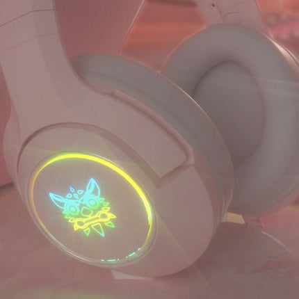 Pink wired earphone cute girl ECG gaming earphone