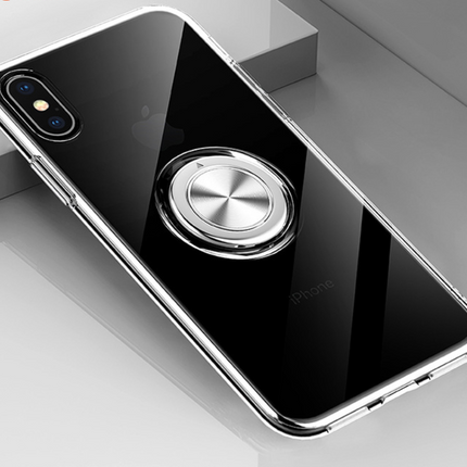 Compatible with Apple, Transparent Magnetic Ring Stand Phone Case For iPhone XR XS Max X XS Adsorption Holder case For iPhone 6 6S Plus 7 8 Plus cover