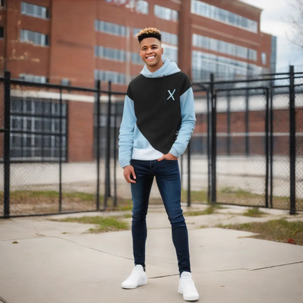 URBAN STYLE ALL SEASON Hooded  Stitching Contrast Color Sweater Jacket Male Plus SIZE