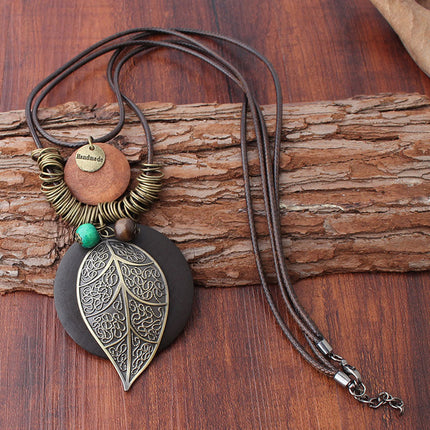 Personalized Pattern Leaf Pendant Long T-Shirt Chain
