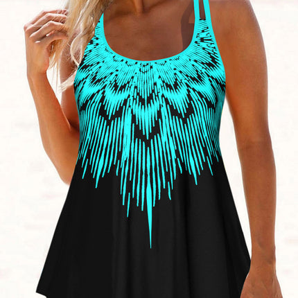Plus Size Split Bikini Printed Two Pieces