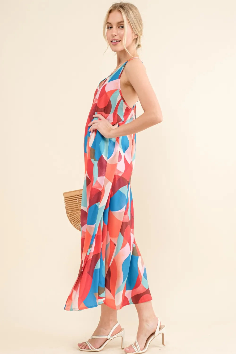 And the Why Printed Crisscross Back Cami Dress