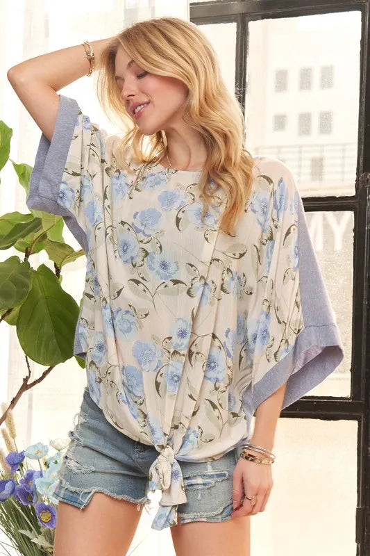 ADORA Tie Floral Tunic Top | Sybaritic Boutique
