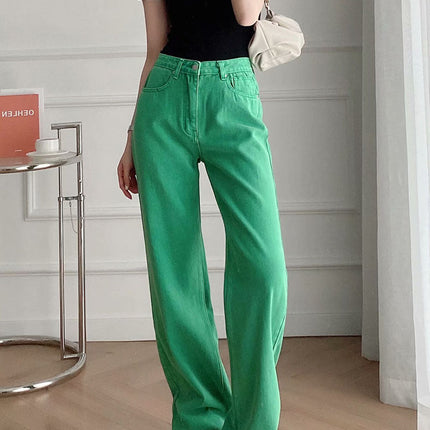 Women's High-waist All-match Straight-leg Mopping Jeans