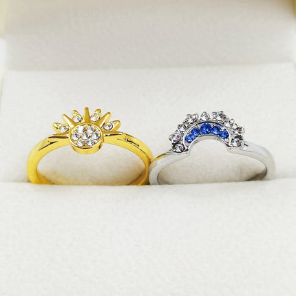Sun And Moon Rings Couple Rhinestones Ring For Love Valentine's Day Jewelry