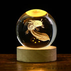 Solid Wood Lamp Holder / Newt 6cm Crystal Ball