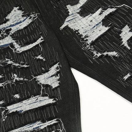 Ripped Whisker Straight Loose Casual Jeans