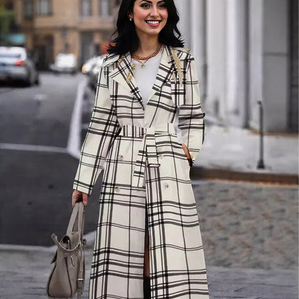 New Black Plaid Fall Winter Coat Fashion Casual For Women