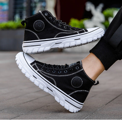 Men's High-top Board Shoes Breathable Flat All-match Casual Student Shoes Men