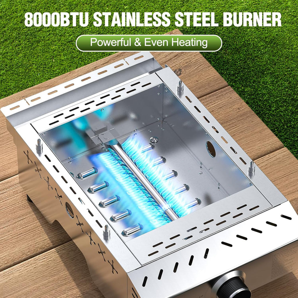 3 Burners Portable Propane Griddle，25 inch Stainless Steel Gas Grill，24,000 BTU Table Top Grill TG0130C