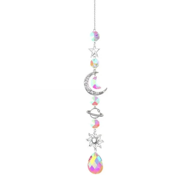 3-Pieces: Crystal Wind Chime Pendant Catcher Diamond Prisms