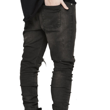Street men's knee-skinned jeans