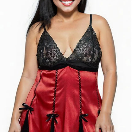 Sexy RED Plus size FOR WOMEN lace suspender nighty skirt