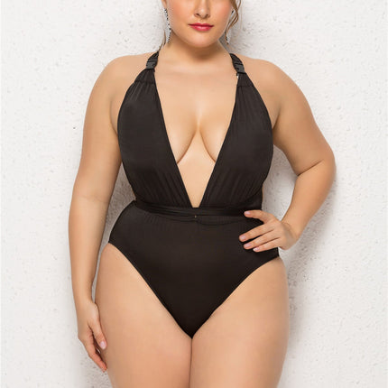 New Black Plus Size One-piece Swimsuit for women