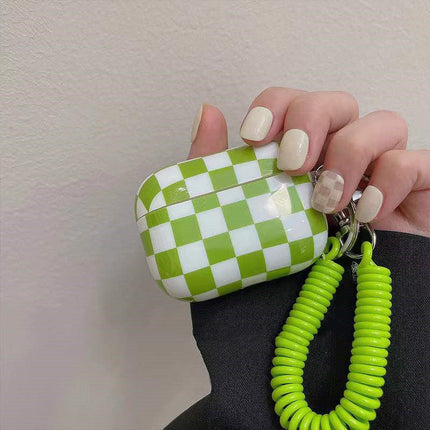 Plaid Phone Chain Wireless Bluetooth Headset Protective Cover