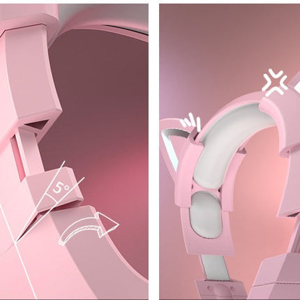 Pink wired earphone cute girl ECG gaming earphone