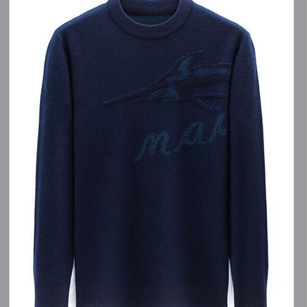 Men's Jacquard Loose Plus Size Wool Sweater