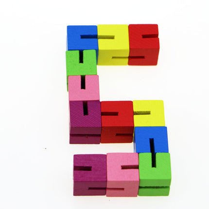 Mini Small Cube String Wooden Building Block Educational Toy