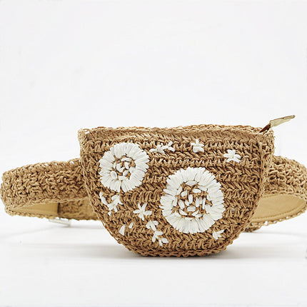 Flower Straw Waist Pack men women can be fitted with mobile phone keys purse women bag