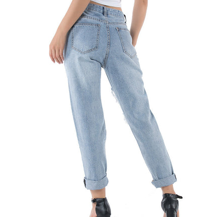 Plus Size Street Ladies Ripped Trousers Trousers
