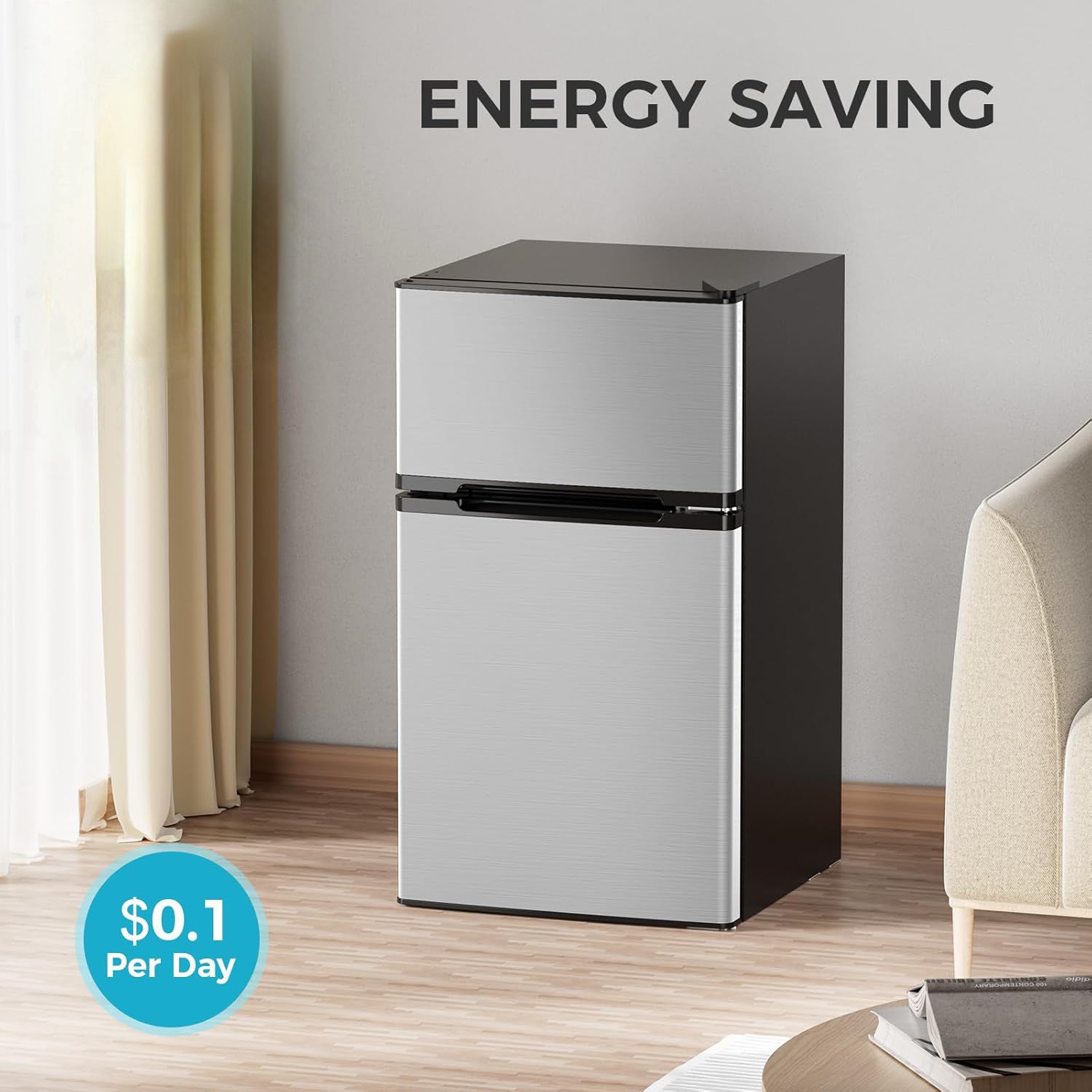 3.2 Cu.Ft Mini Fridge with Freezer, Double Door Compact Refrigerator 58087RRE0