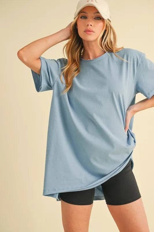 Aemi+Co Round Neck Short Sleeve Oversized T-Shirt