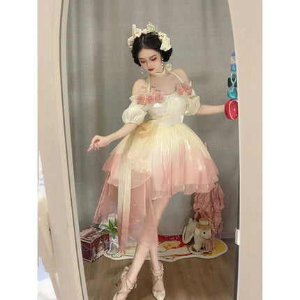 Sweet Girl Mermaid Color Three-dimensional Flower Lolita Dress