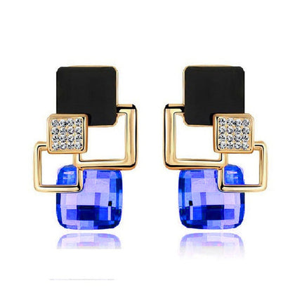 Classic crystal geometric square jewelry set