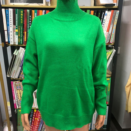 Vibrant Pink Oversized Turtleneck Knit Sweater | Women's Fuchsia High-Neck Party Pullover