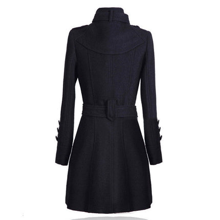 Korean Style Slim Waist Plus Size Woolen Mid-length Woolen Coat