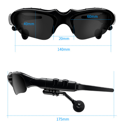 Midnight Black Titan Audio Specs | IPX4 Waterproof Smart Bluetooth 5.0 Sports Sunglasses with Wireless Mic & Open-Ear Audio