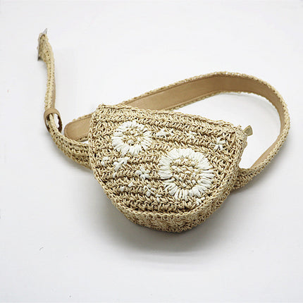 Flower Straw Waist Pack men women can be fitted with mobile phone keys purse women bag
