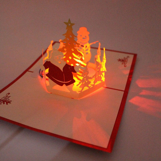 3D light paper cut greeting card