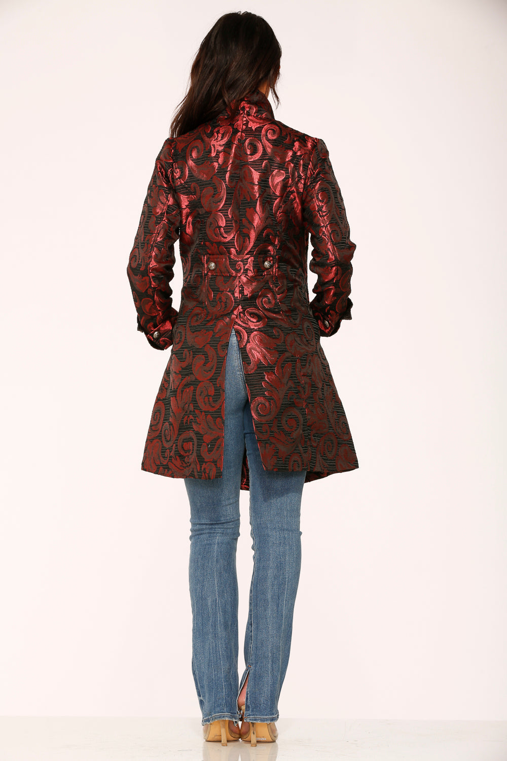 34650 Red Brocade Women's Coat