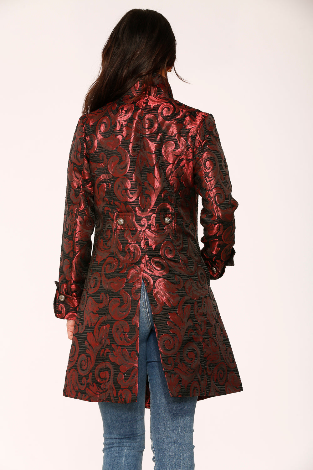 34650 Red Brocade Women's Coat