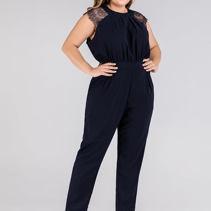 Plus size women's lace jumpsuit trousers
