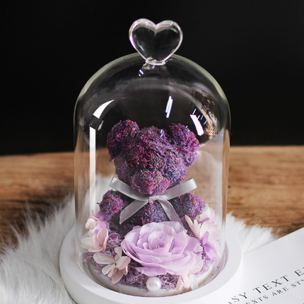Preserved Flower Bear Glass Cover Gift Box