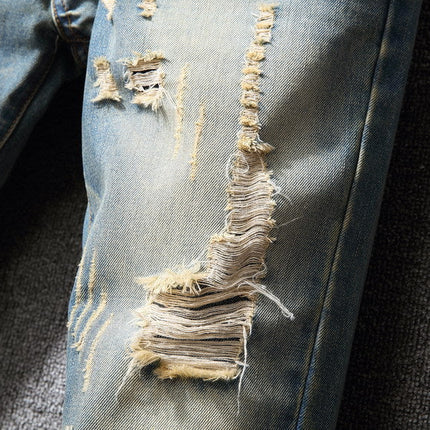 Hong Kong Style Ripped Jeans American Casual Loose