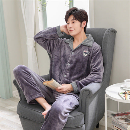 Men's warm casual plus size flannel homewear