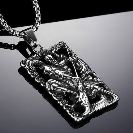Titanium steel lace relief Guan Gong pendant pendant